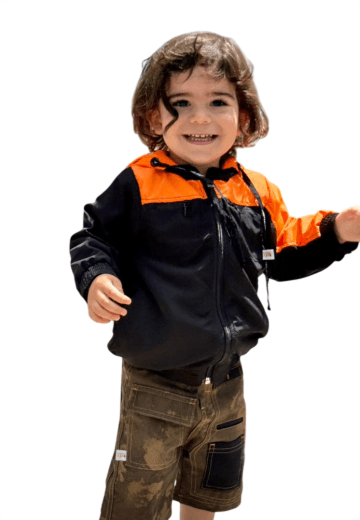 Jaqueta Corta Vento Preta/Laranja Kids