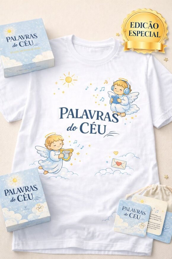 COMBO Box Livro Palavras do Céu + Camiseta Adulto + Camiseta Infantil